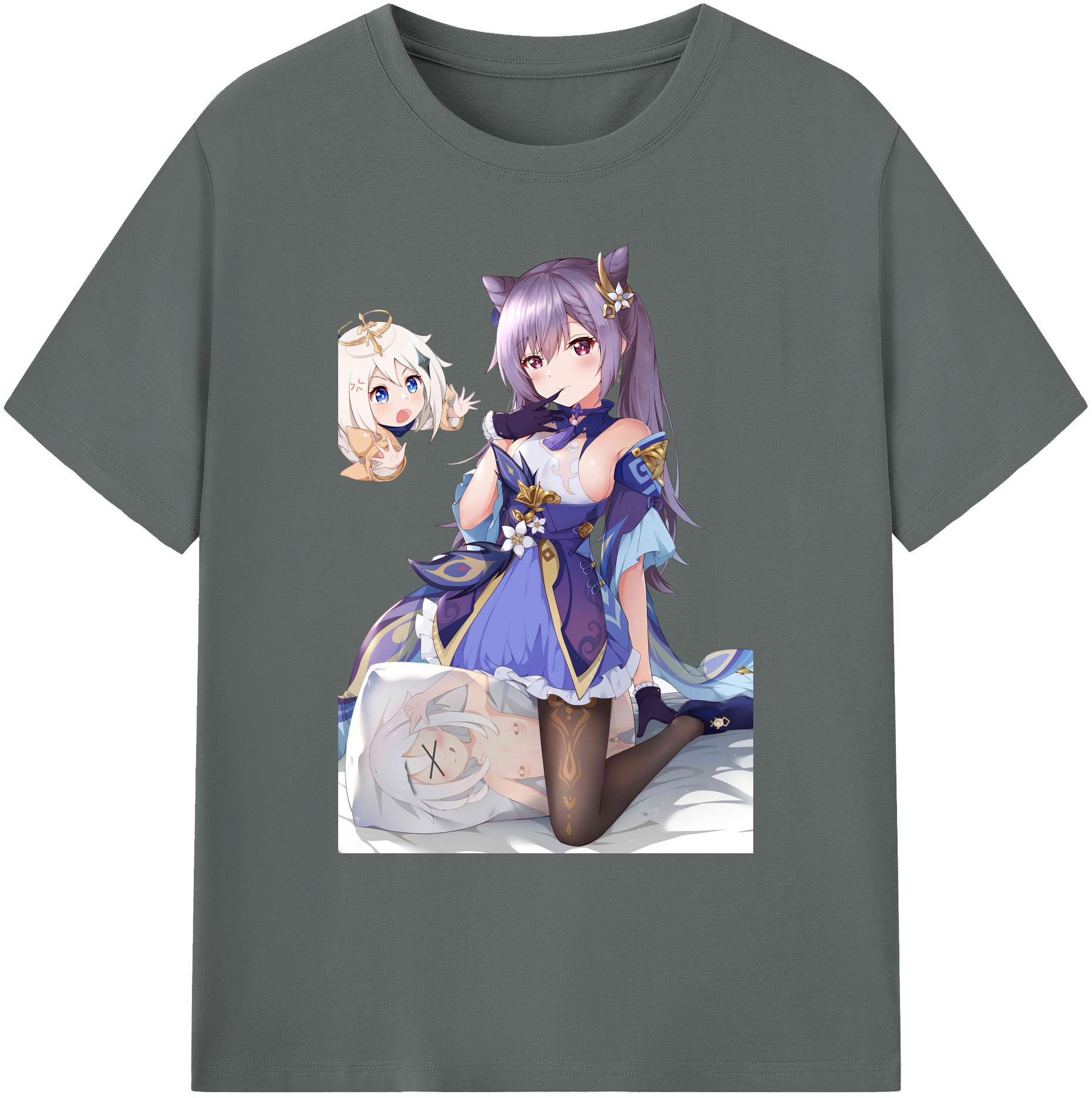 げんし神 刻晴 こくせい genshin Kokusei 綿100％ メンズ半袖Tシャツ｜肌触りやわらか＆通気性
